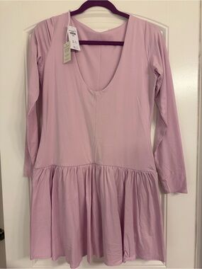 Abercrombie & Fitch Light Mauve/Pale Pink Long Sleeve V-Neck Tiered Dress NWT